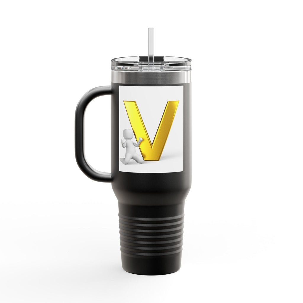 3D Letter V Design Travel Mug | 40oz Insulated Tumbler