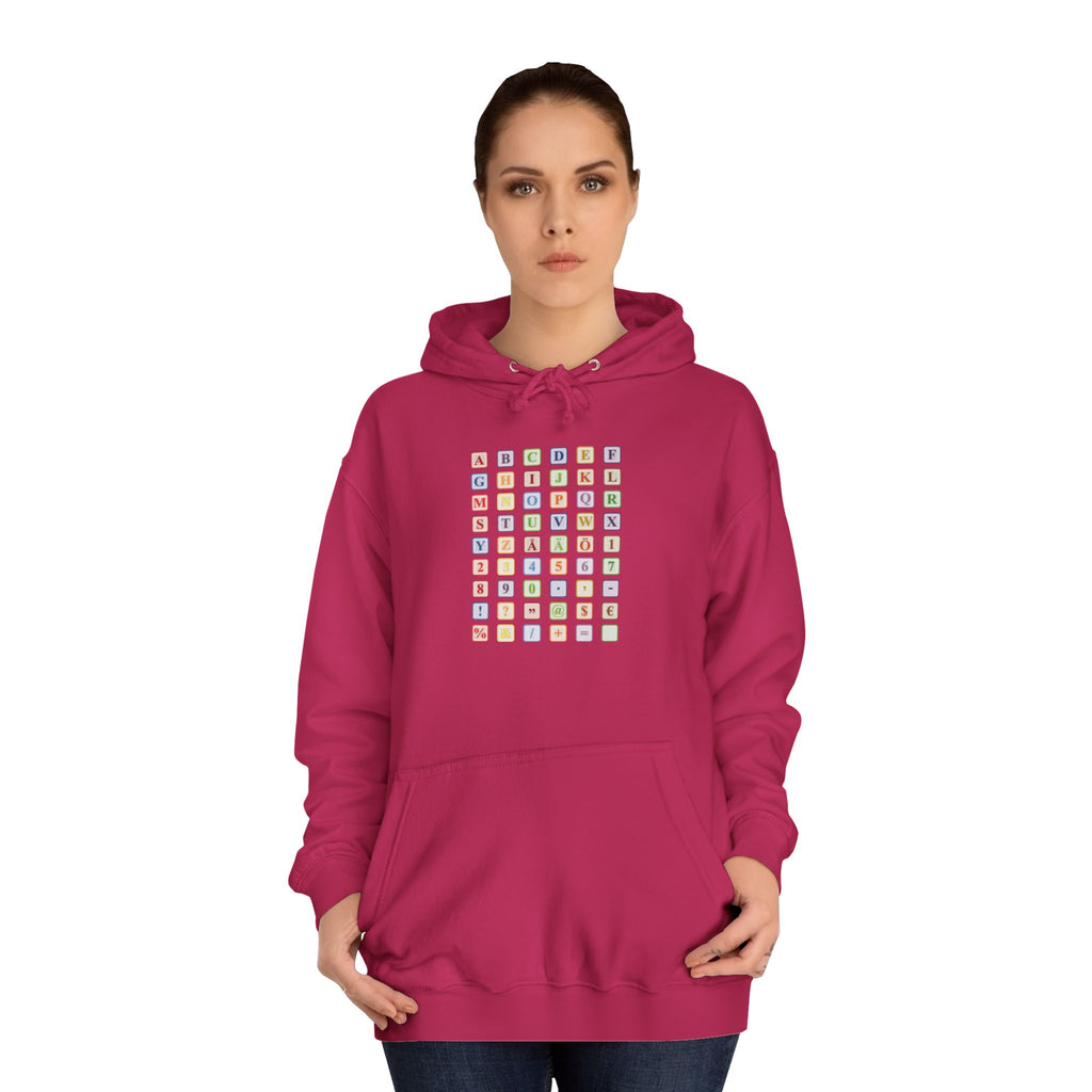 Alphabet Blocks Hoodie | Colorful Letter Grid, Back & Front Print