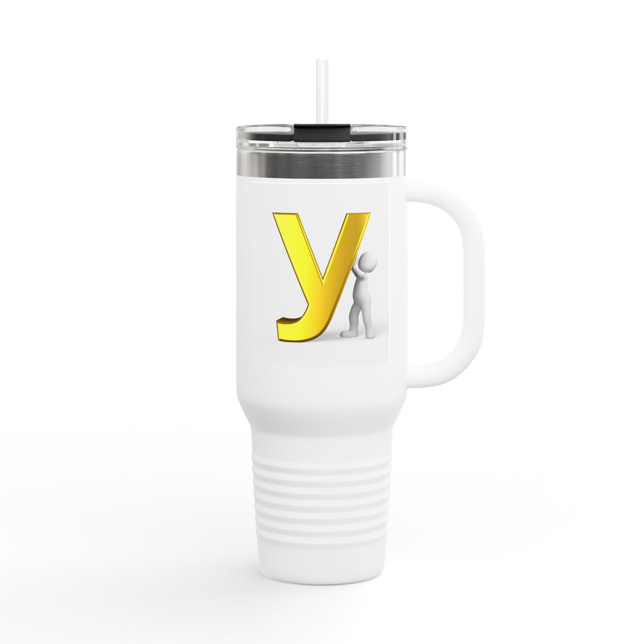 Yellow Letter Y Monogram Travel Mug | 40oz Insulated Tumbler