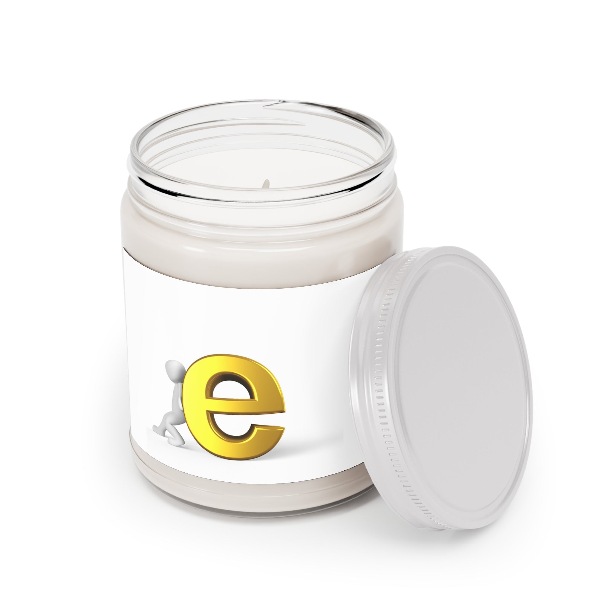 Gold Letter E Monogram Candle Soy Candle | 9oz Jar with White Lid