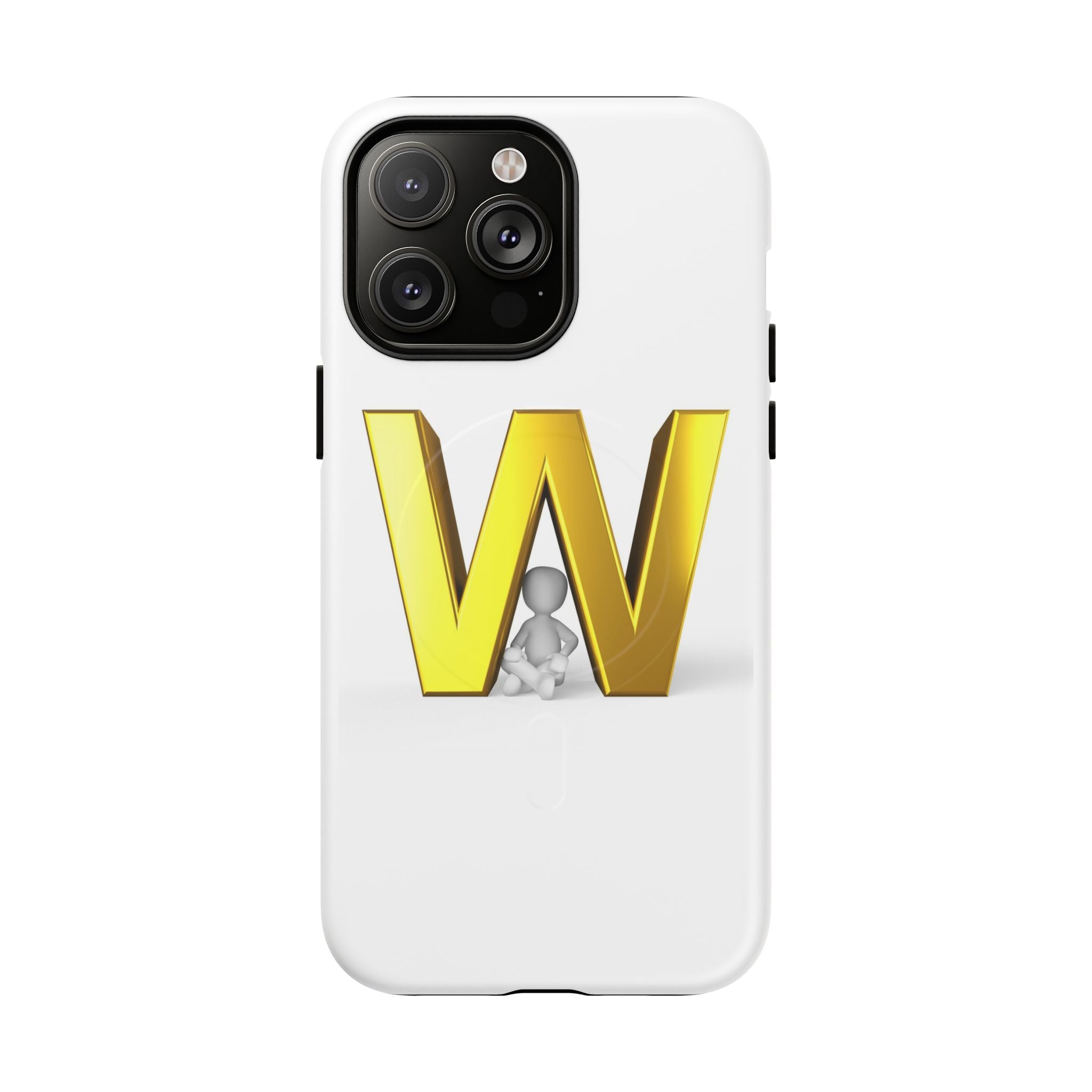 Coque de téléphone à monogramme lettre W or | Coque magnétique résistante