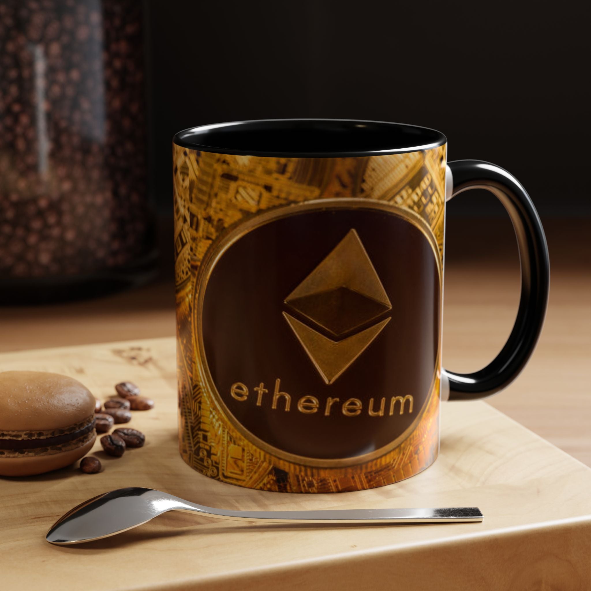 Ethereum Coin Accent Mug | Crypto Logo Coffee Mug