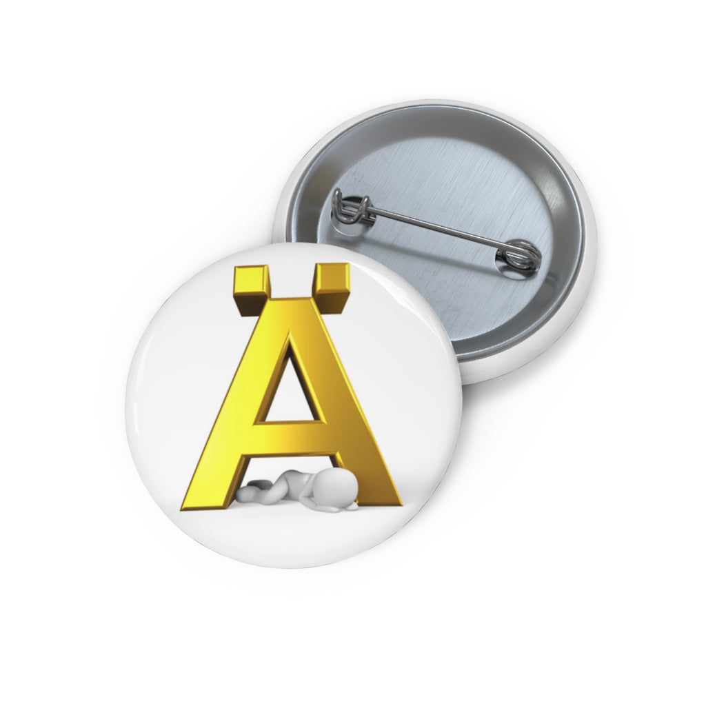 Gold 3D Letter A Pin Button | Custom Alphabet Pin