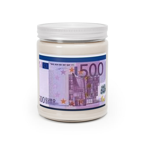 Bougie Billet de 500 Euros, Bougie de Soja | Pot de 9oz avec Couvercle Blanc