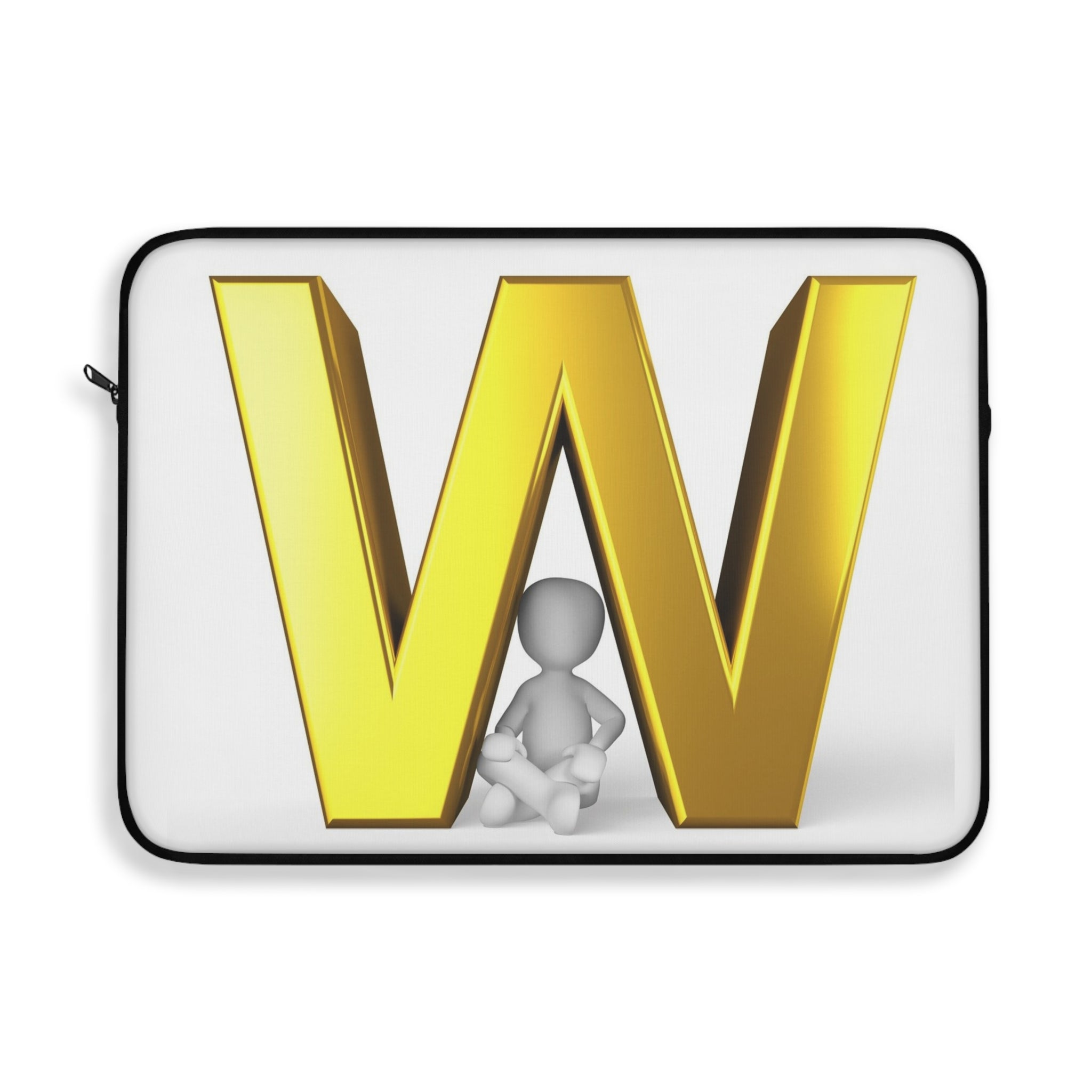 Gold Letter W Laptop Sleeve | Initial Monogram, Alphabet Design