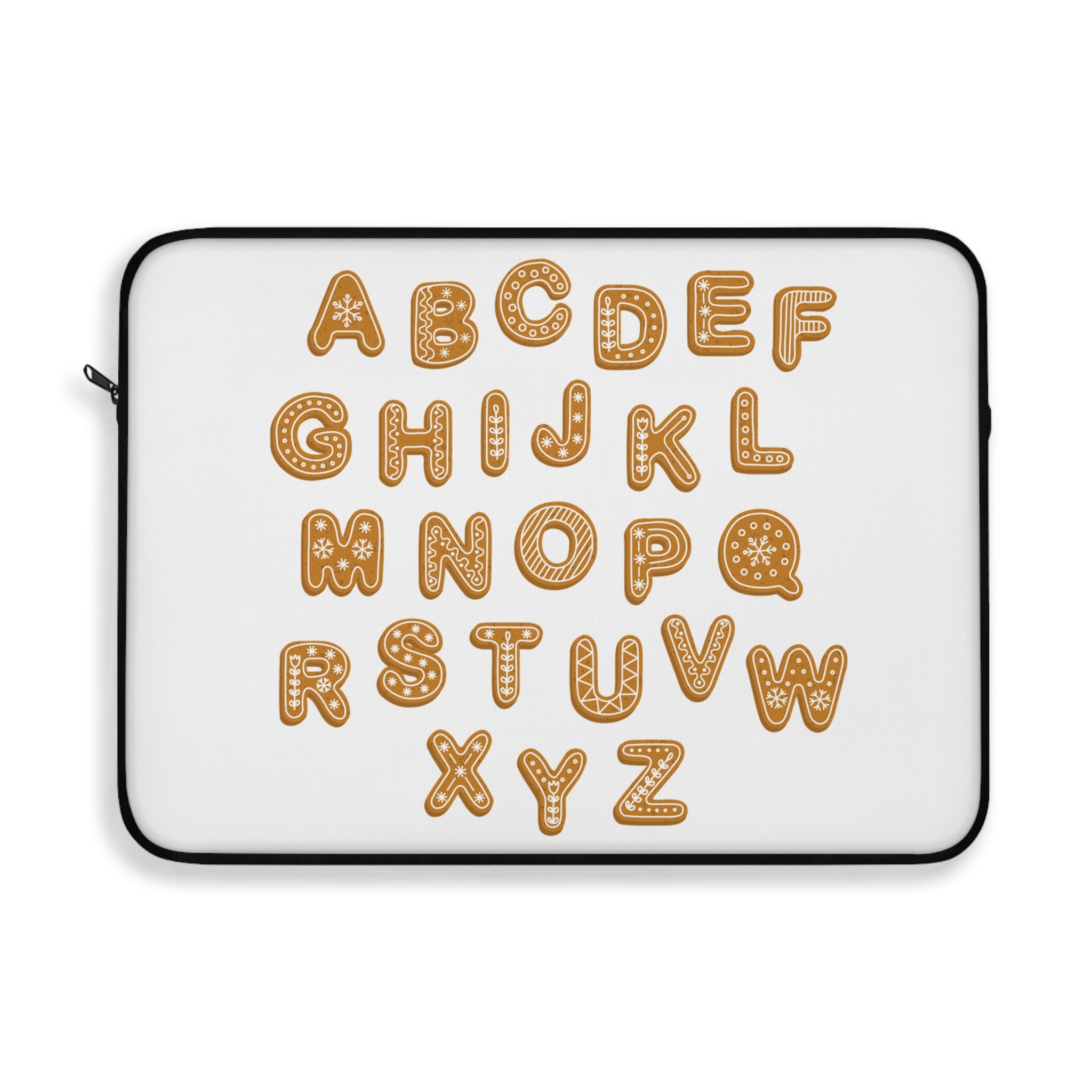 Housse d'ordinateur portable alphabet en pain d'épices | Motif de lettres de biscuits