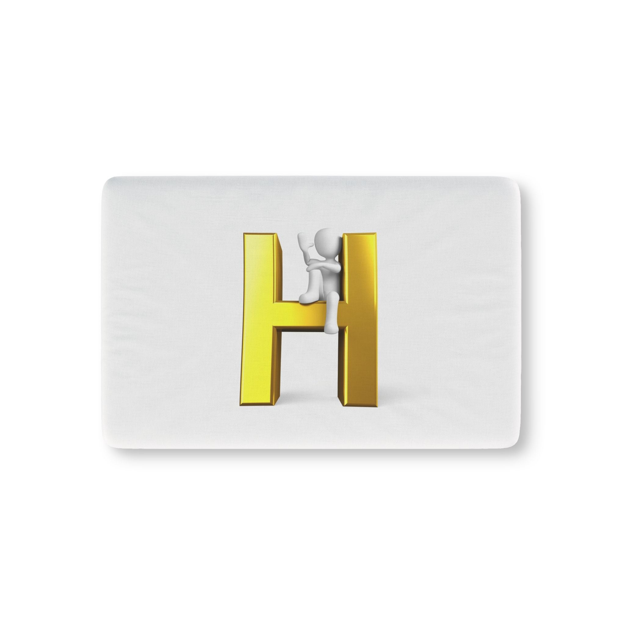 Gold Letter H with Climbing Figure Baby Fitted Crib Sheet