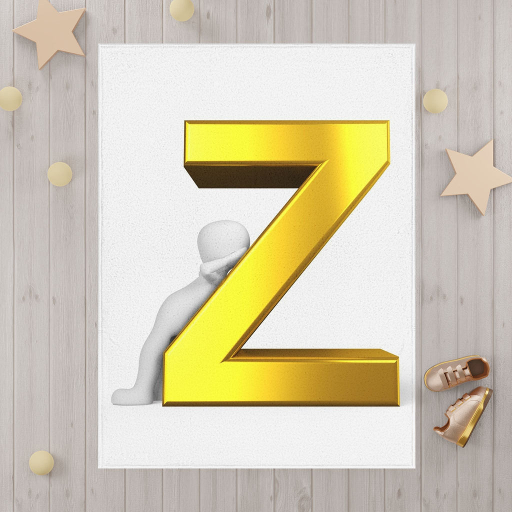 Gold Letter Z toddler blanket | Personalized initial nursery decor
