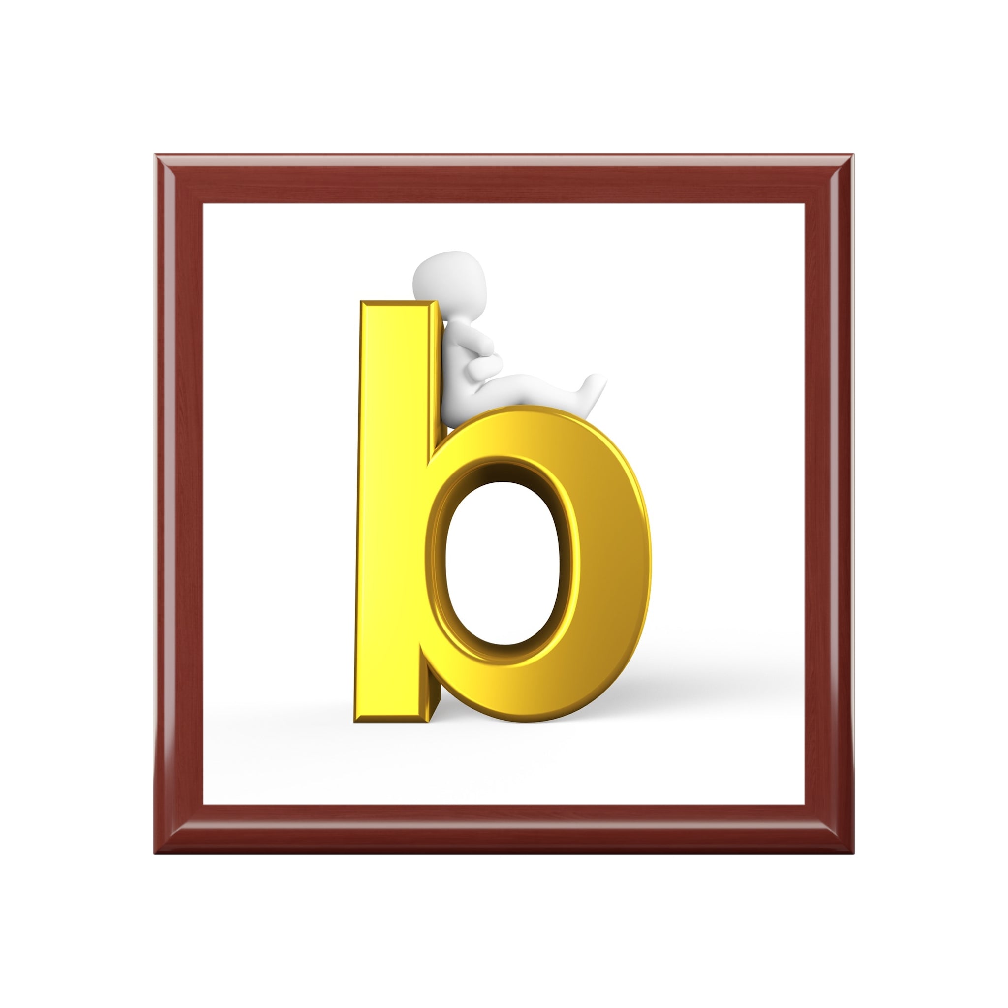 Boîte à bijoux initiale lettre B dorée | Souvenir personnalisé avec monogramme