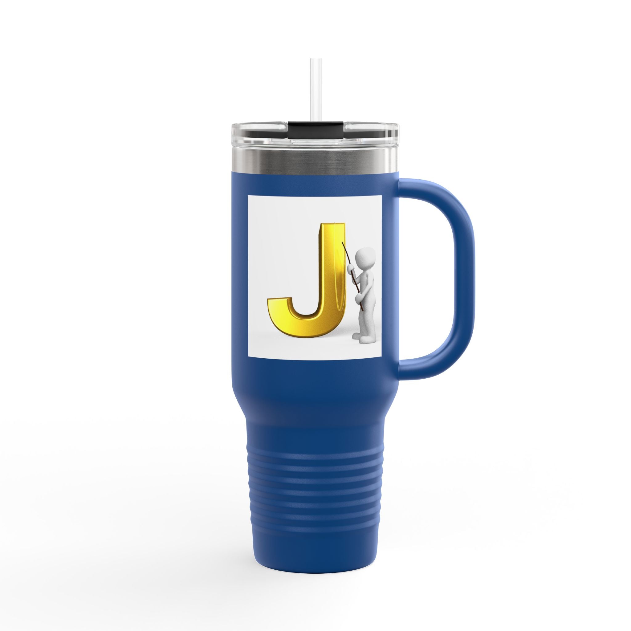 Gold Letter J Initial Travel Mug | 40oz Insulated Tumbler