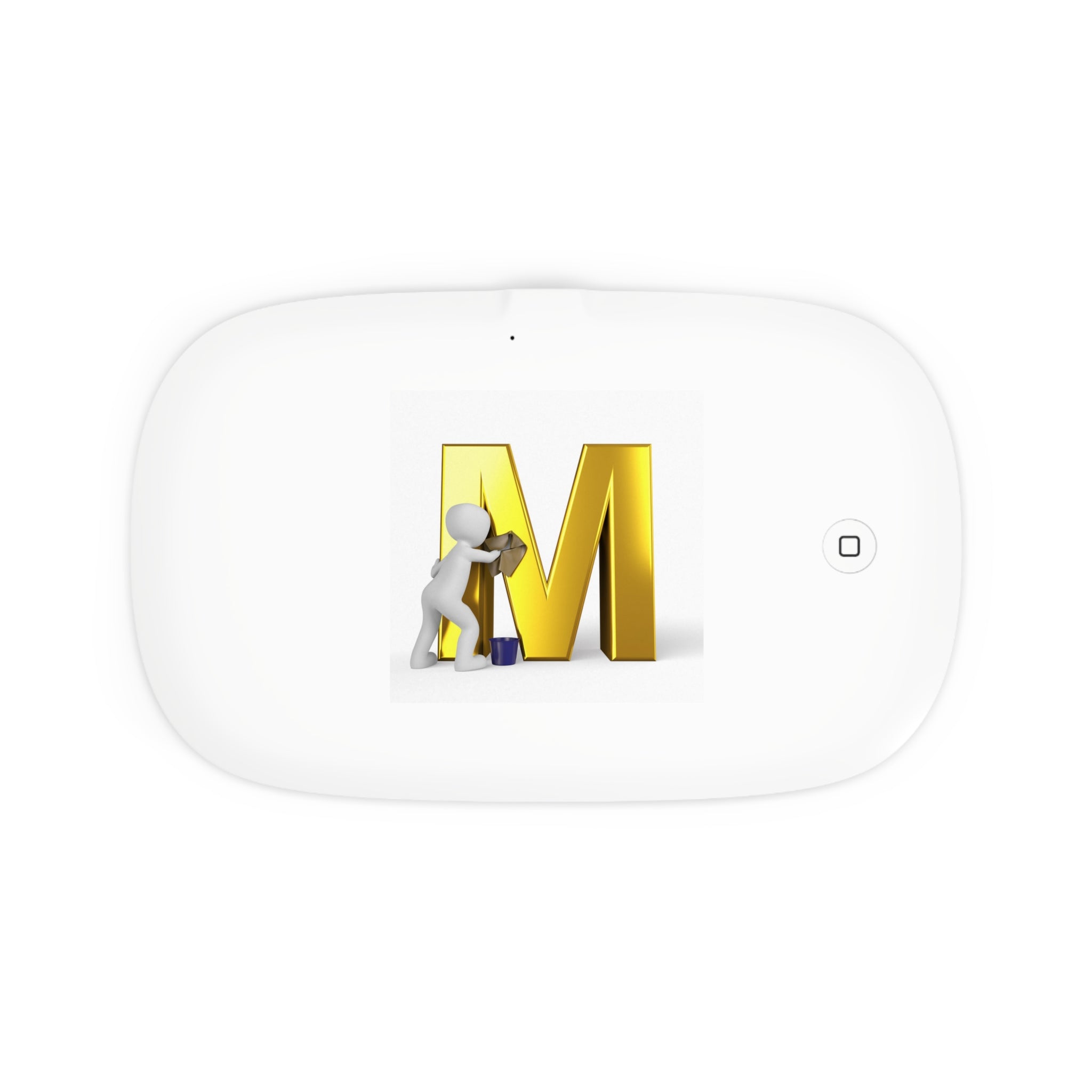 Gold Letter M with Worker Illustration UV Phone Sanitizer and Wireless Charging Pad