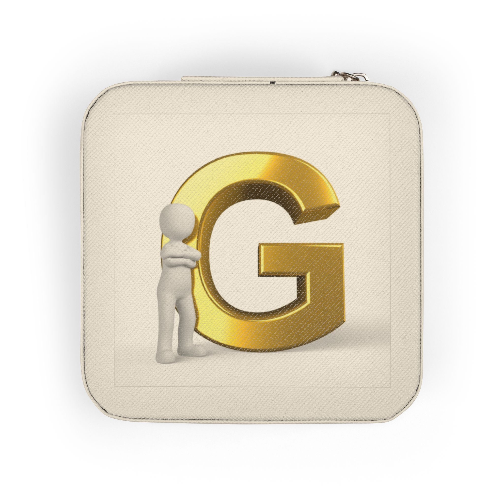 Gold Letter G Monogram Jewelry Travel Case | Compact Personalized Organizer