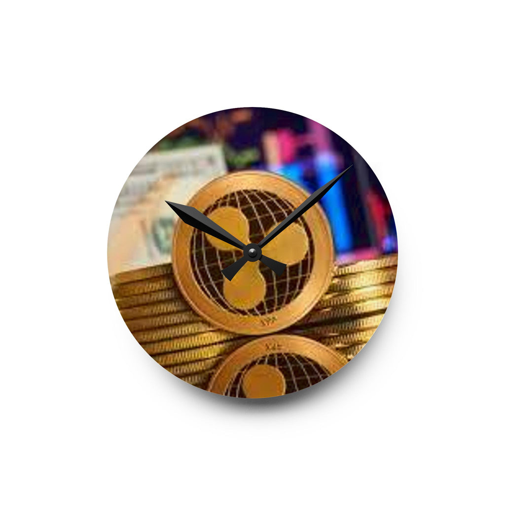 Ripple Cryptocurrency Coin Acrylic Wall Clock | Ripple XRP crypto decor