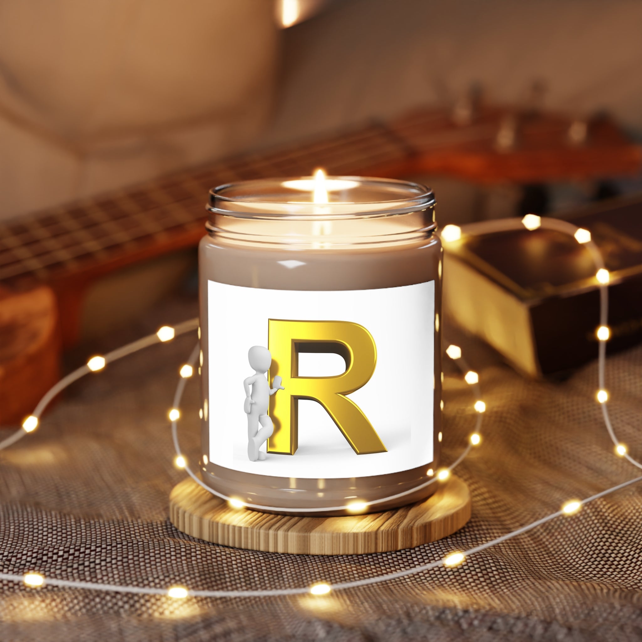 Scented Soy Candles with White Lid | Gold Letter R 9oz