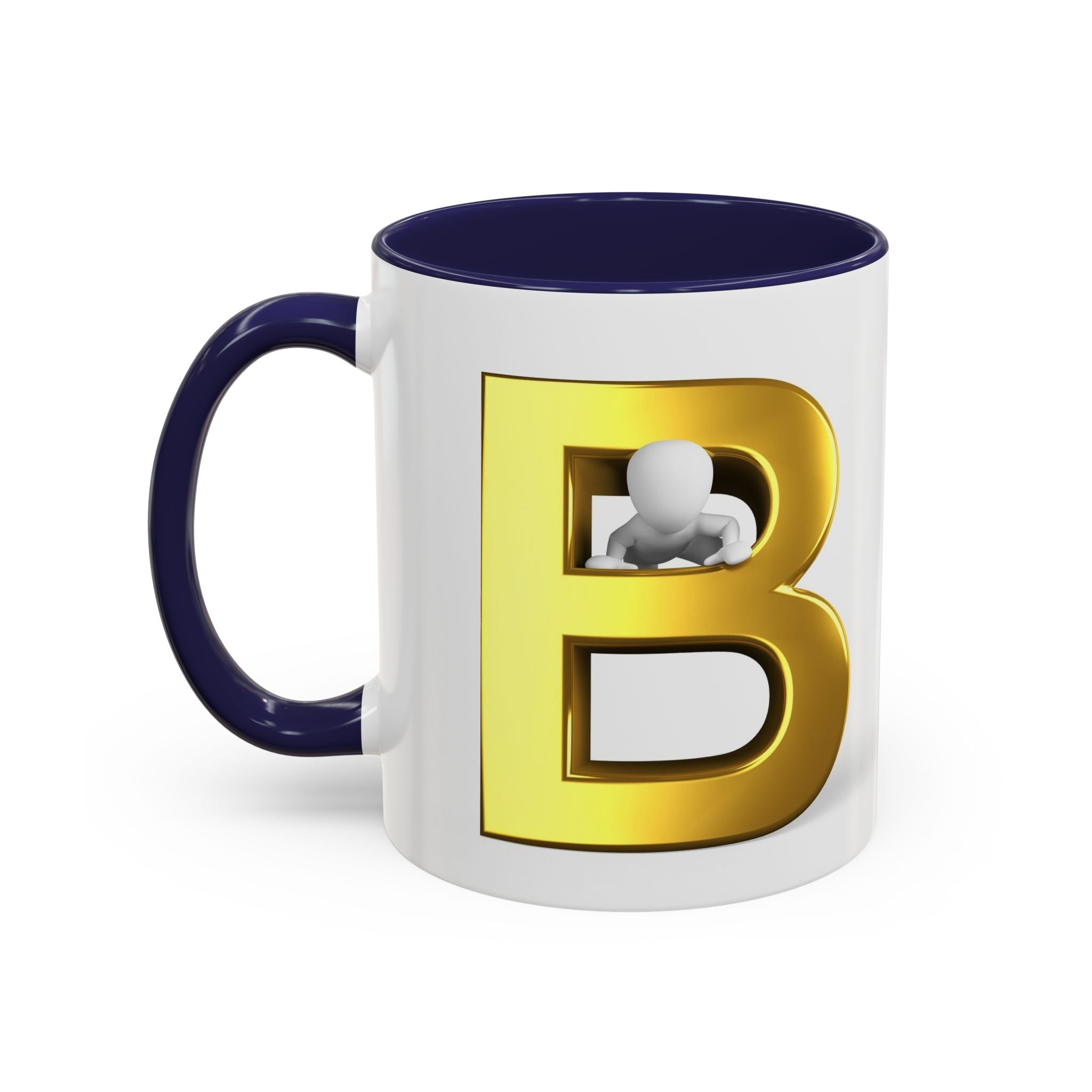 Gold Letter B with 3D Character Mug | Accent Coffee Mug