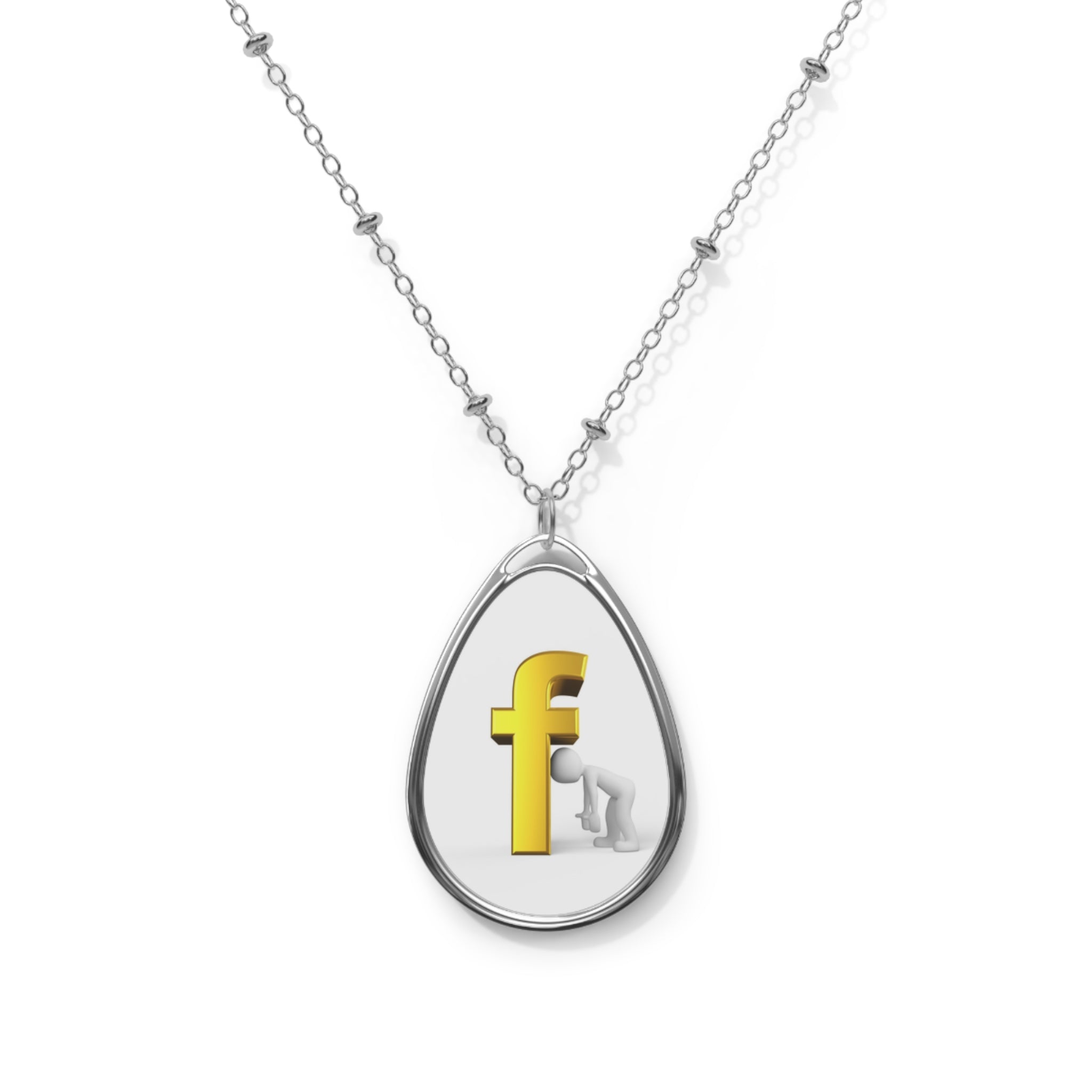 Oval Necklace - Gold Letter F.