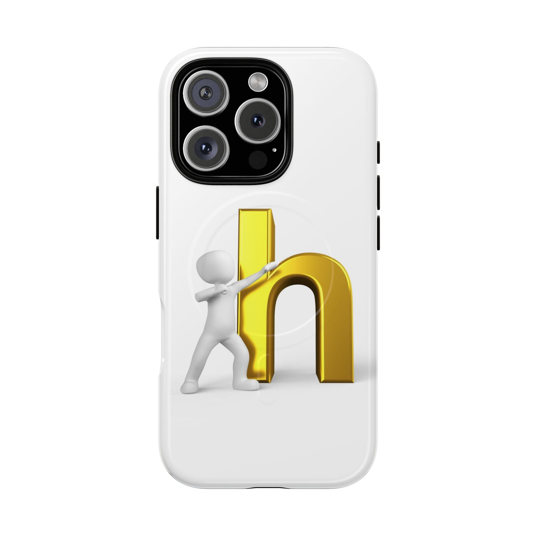 Coque de téléphone 3D avec lettre H dorée poussée | Coque magnétique robuste