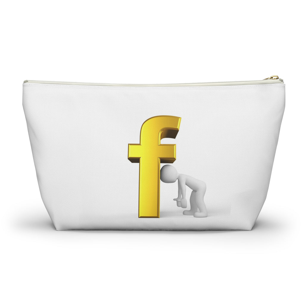 Gold Letter F with Figure Accessory Pouch | Monogram Cosmetic Bag