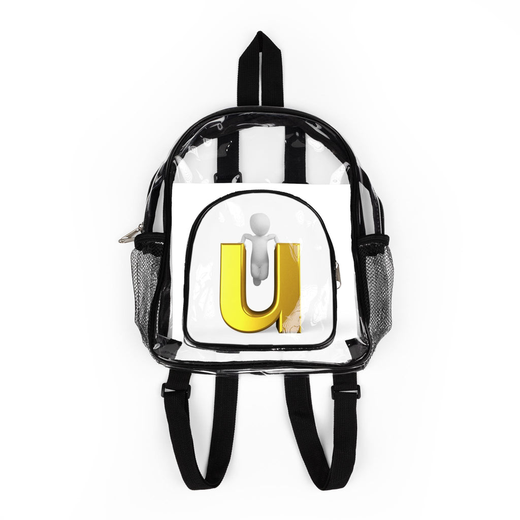3D Yellow Letter U Character Clear Stadium Backpack | Transparent School Bag