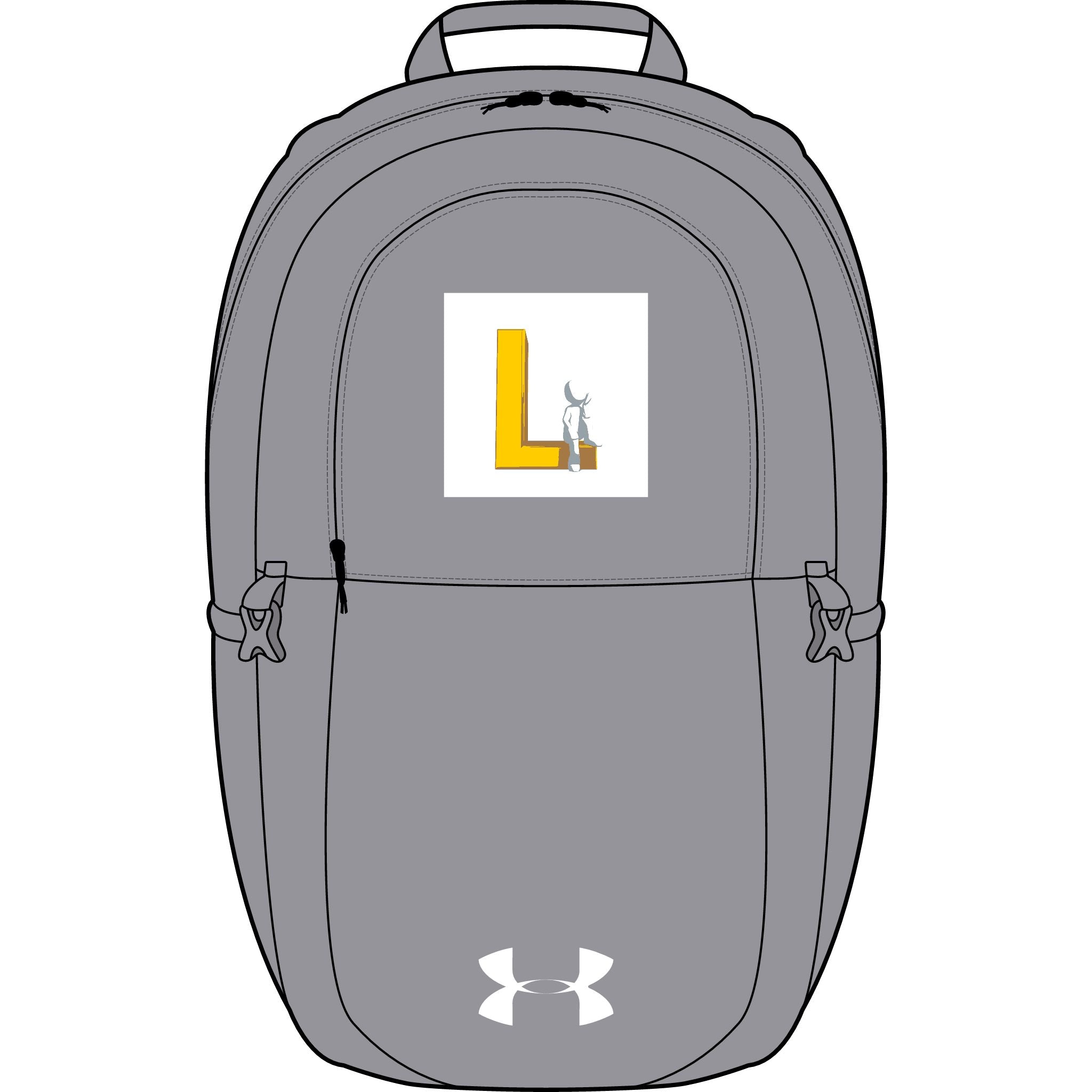 Gelber Rucksack mit Esel-Logo und dem Buchstaben L | Bestickt