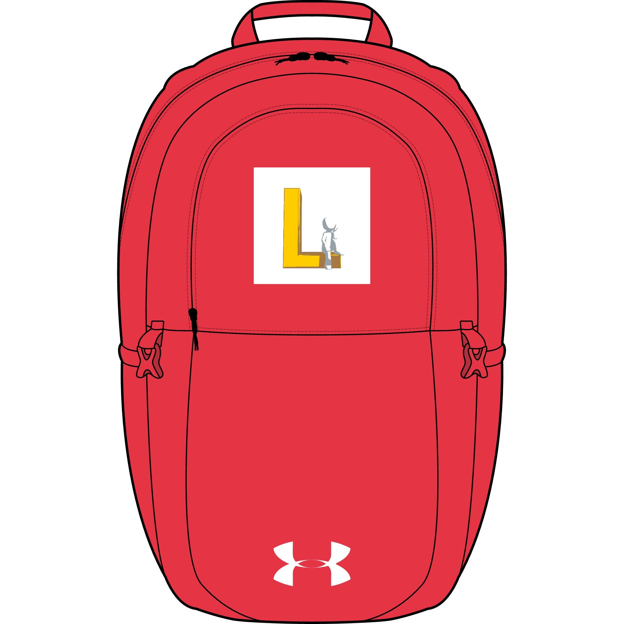 Gelber Rucksack mit Esel-Logo und dem Buchstaben L | Bestickt