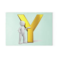 Gold Letter Y with 3D Figure Glass Cutting Board | Monogram Initial