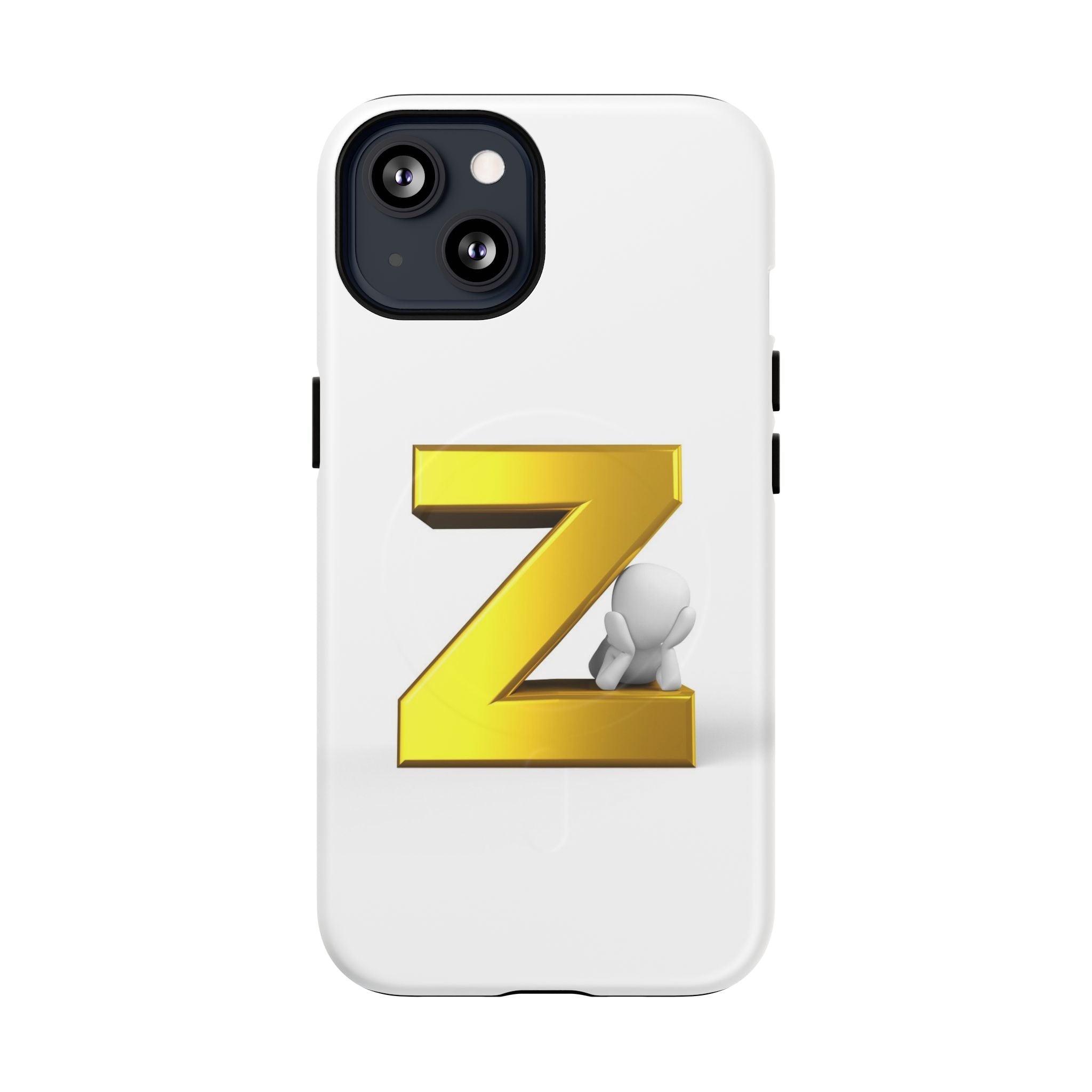 Coque de Téléphone Lettre Z Or 3D | Coque Magnétique Robuste, Initiale Monogramme