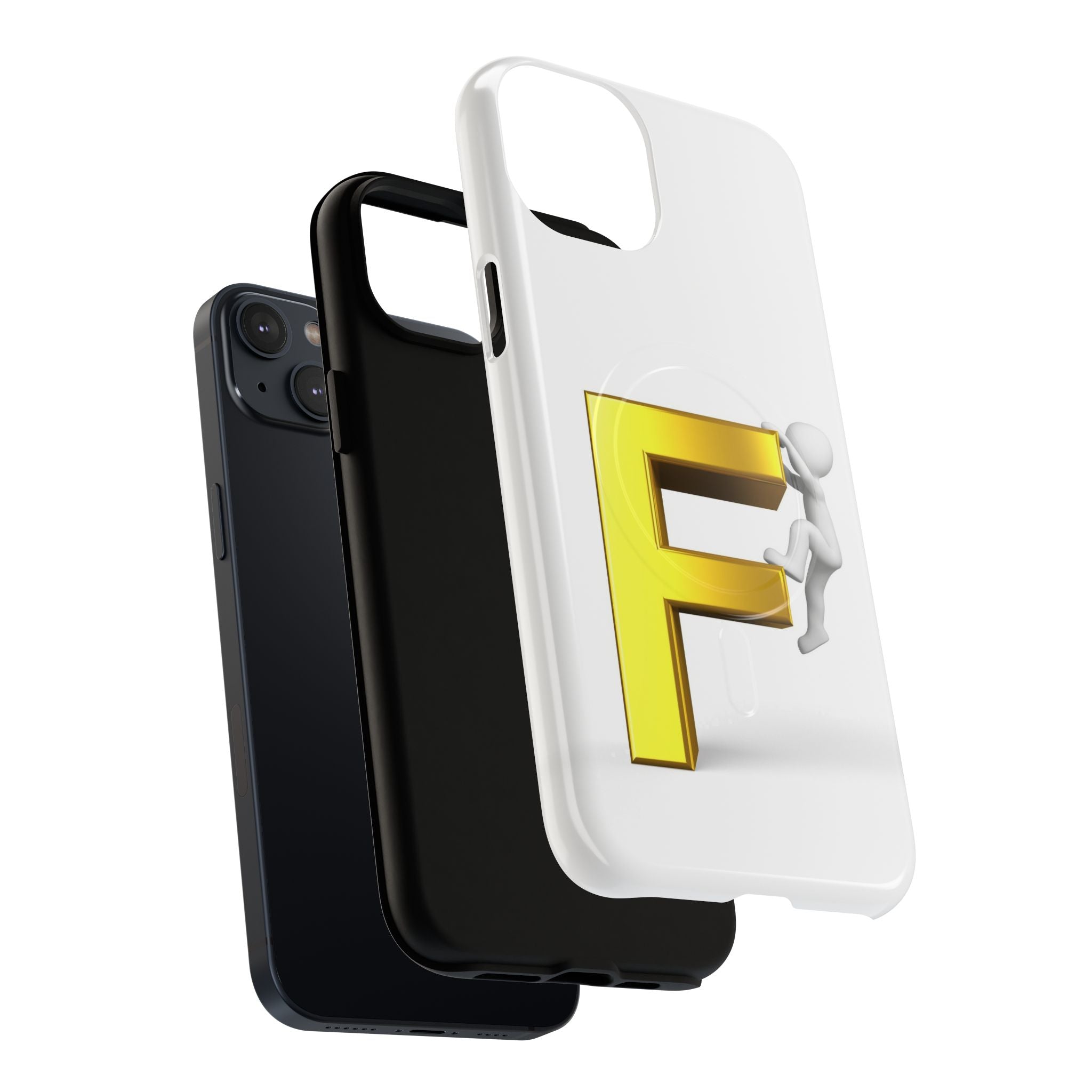 3D Gold Letter F Climber Phone Case | Magnetic Tough Case