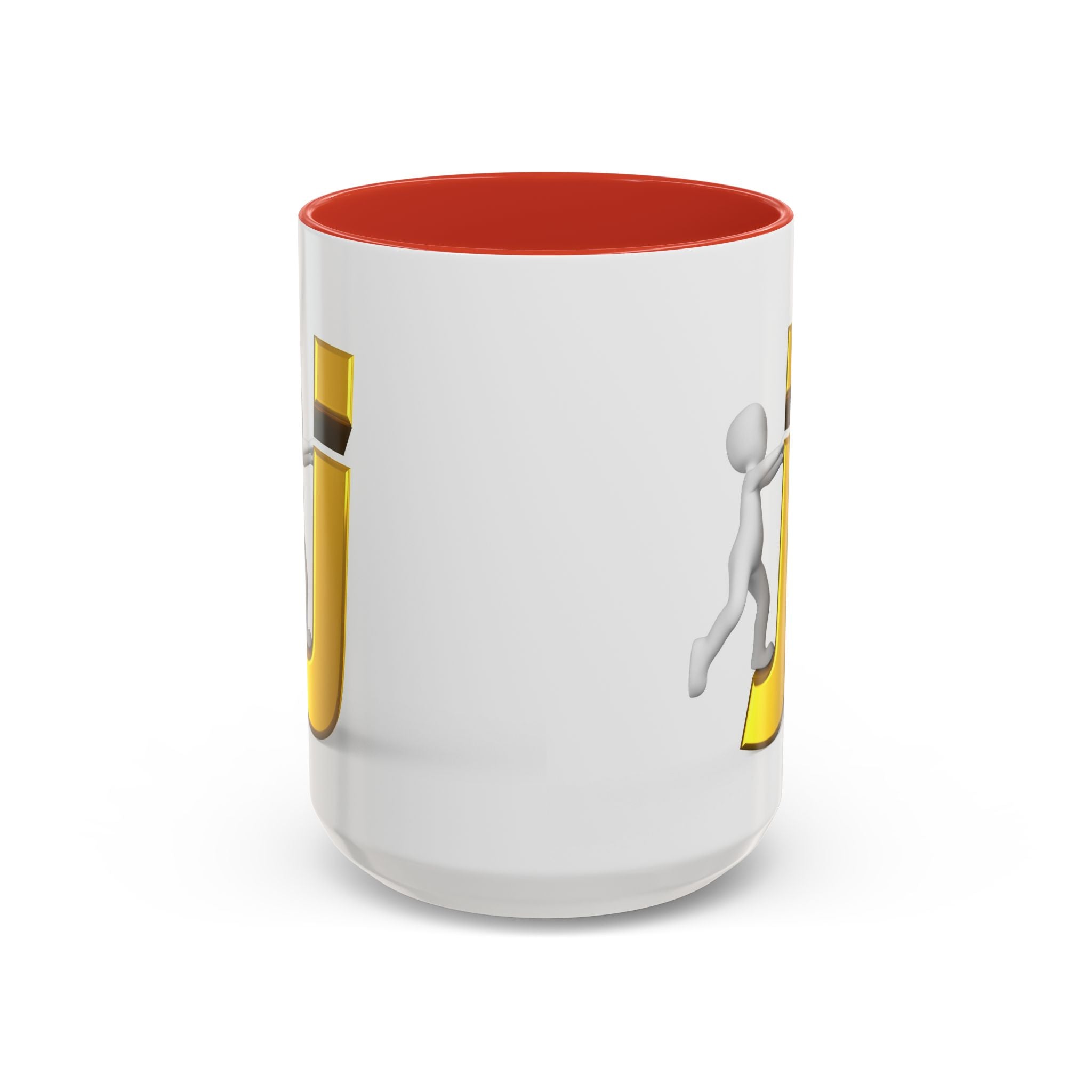 Tasse avec figurine 3D bâton poussant la lettre J dorée | Tasse à café