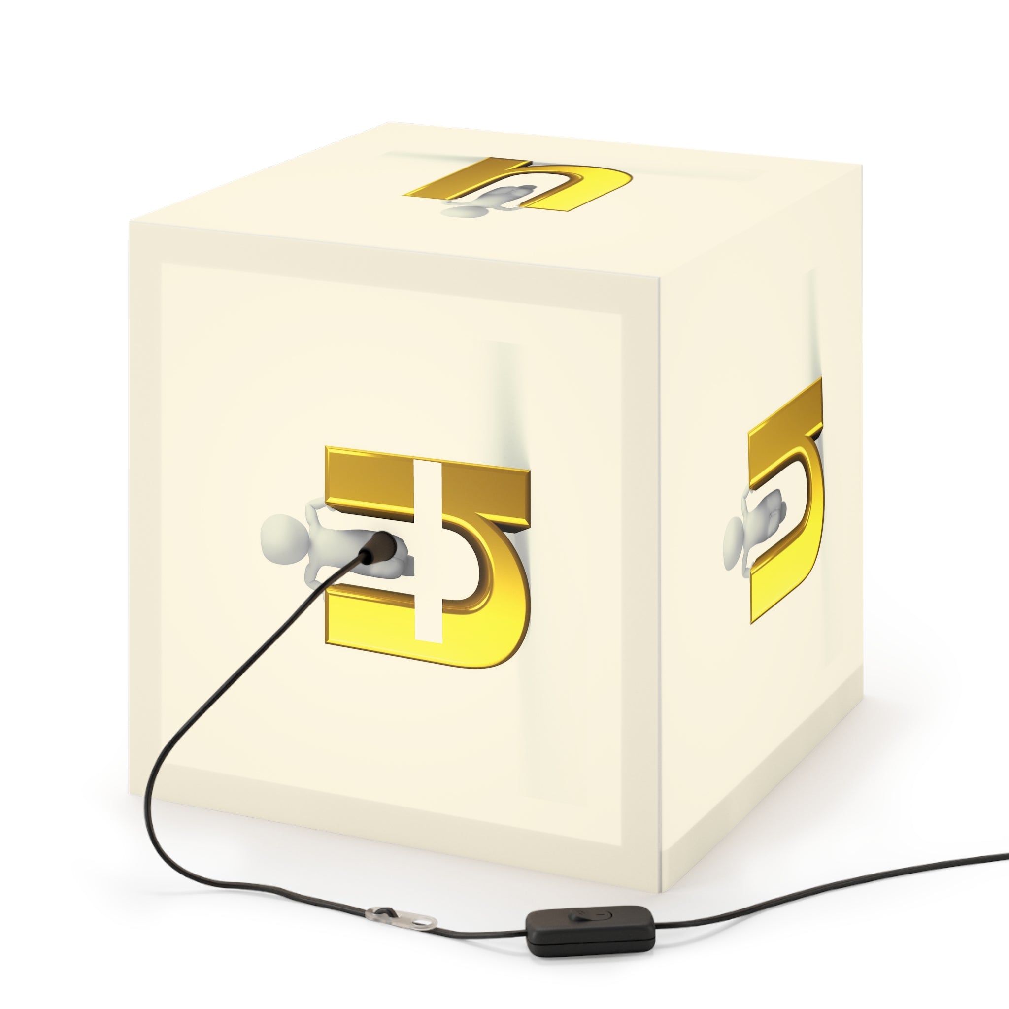 3D Gold Letter U Light Cube Lamp | Monogram Initial Pendant Light