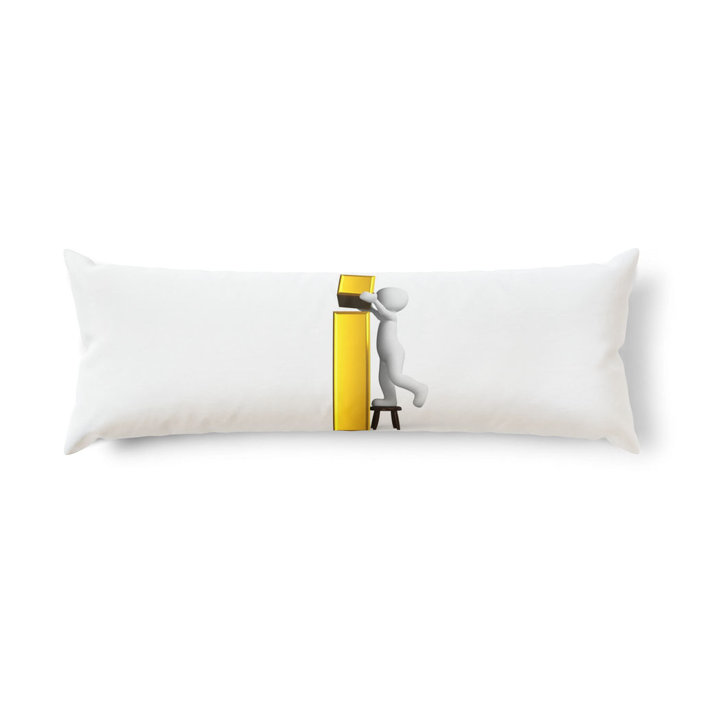 Stick Figure Building Gold Letter i Body Pillow | Minimalist Illustration