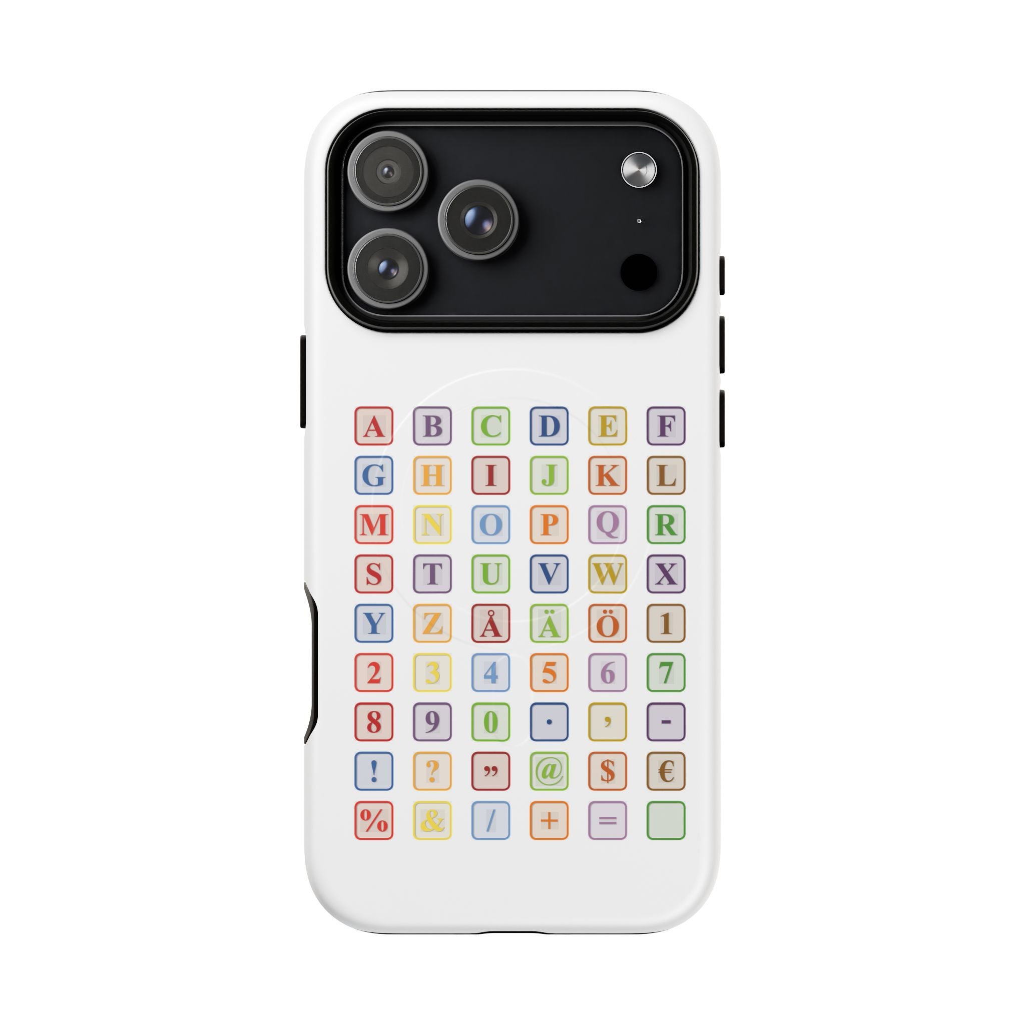 Coque de téléphone Alphabet Blocks | Coque magnétique résistante, grille de lettres colorées