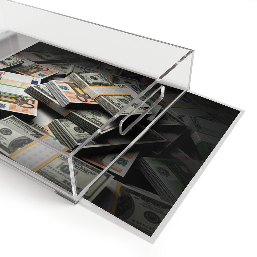 Stacks of Cash Acrylic Serving Tray | Money Print Home Decor