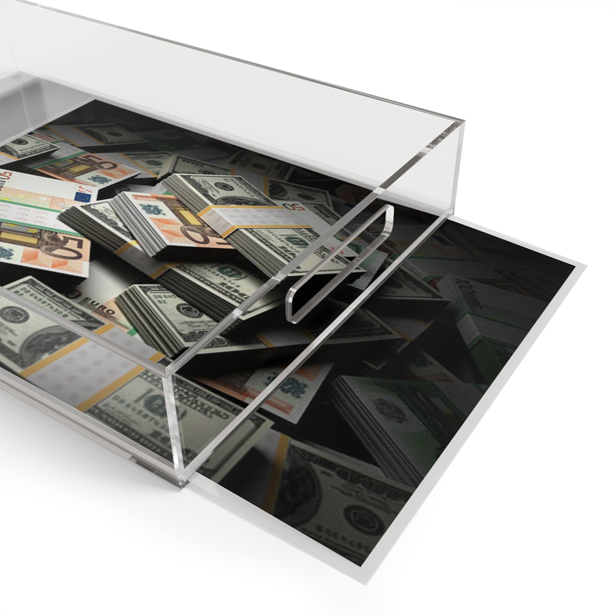 Stacks of Cash Acrylic Serving Tray | Money Print Home Decor
