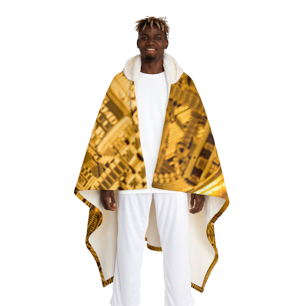 Ethereum Coin Pattern Hooded Blanket | Cryptocurrency Motif Hooded Sherpa