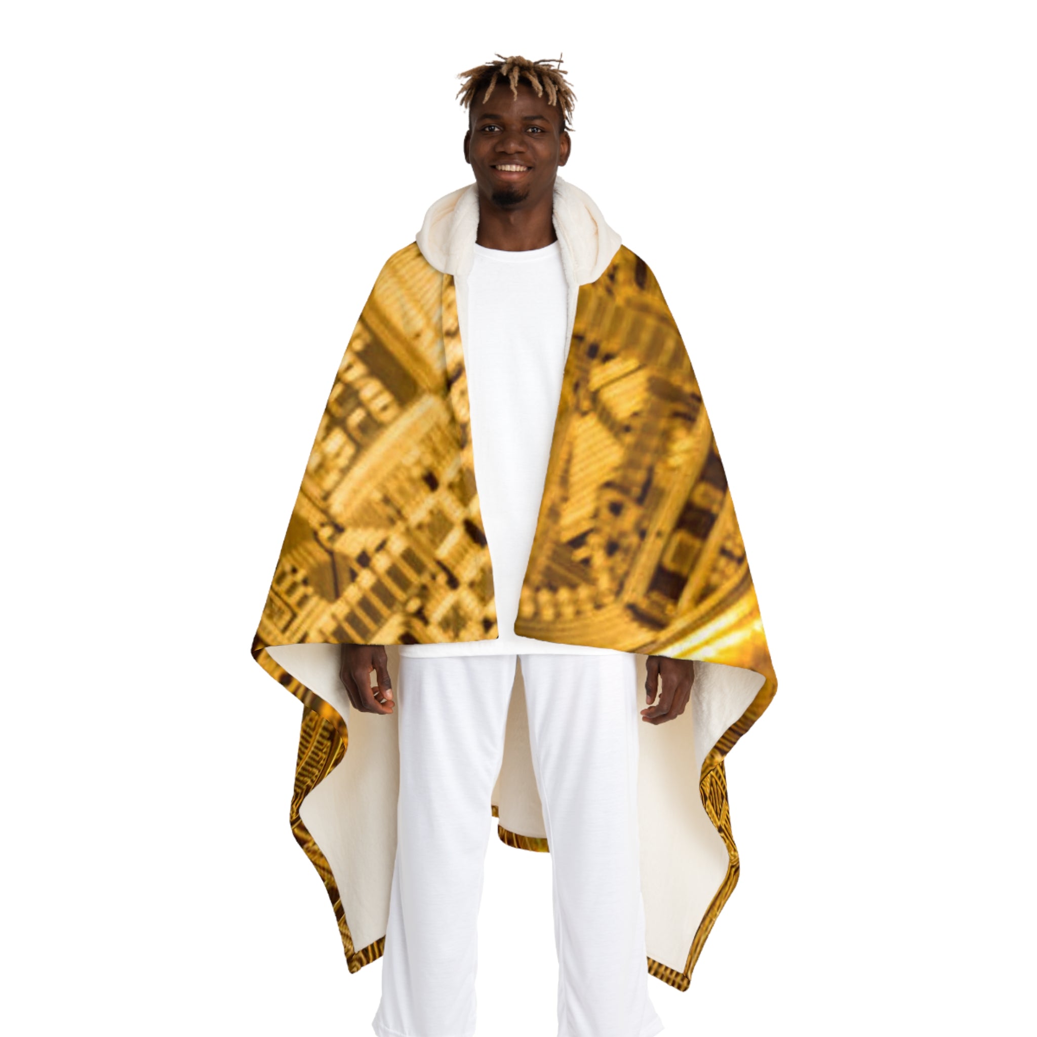 Ethereum Coin Pattern Hooded Blanket | Cryptocurrency Motif Hooded Sherpa