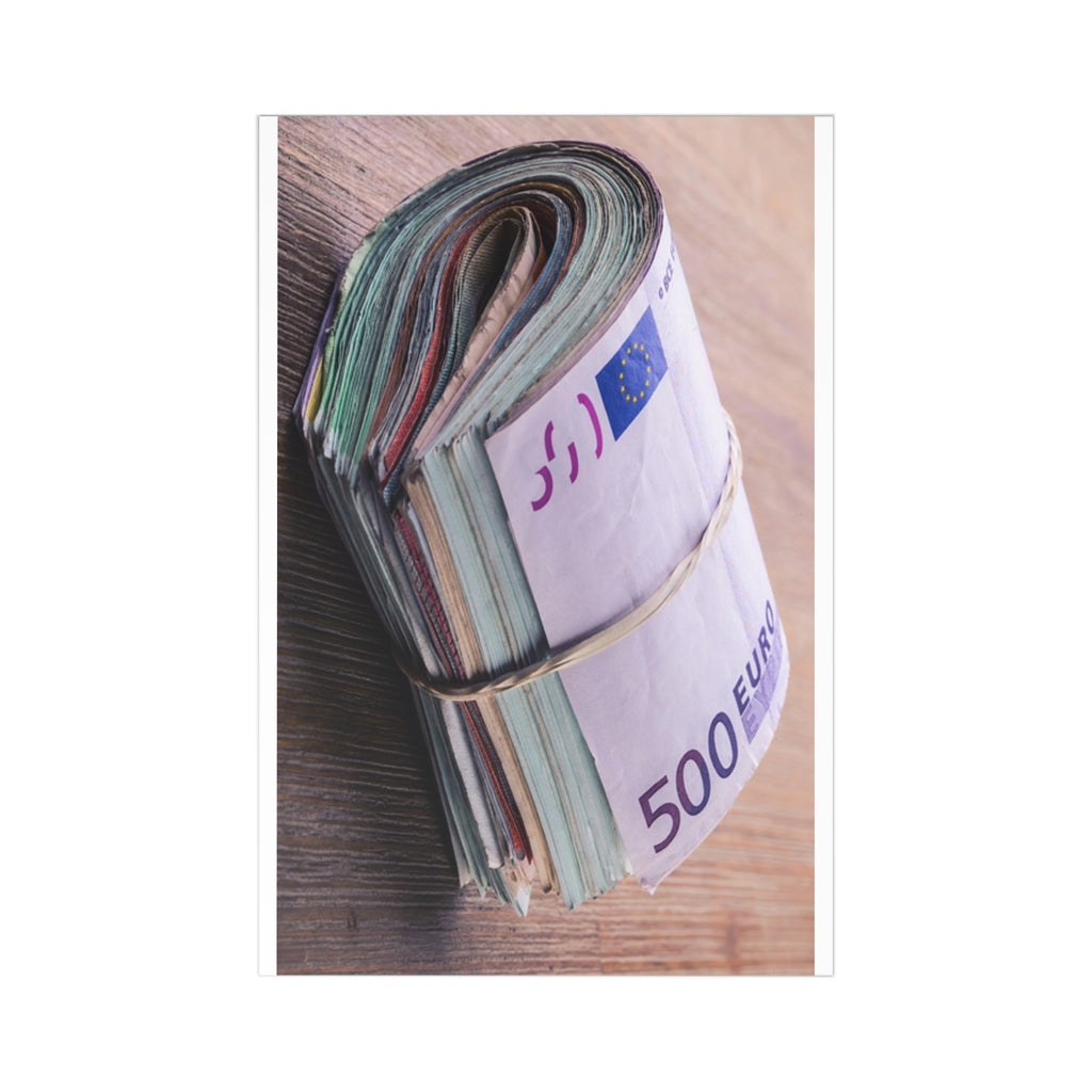 Rolled 500 Euro Stack Postcards
