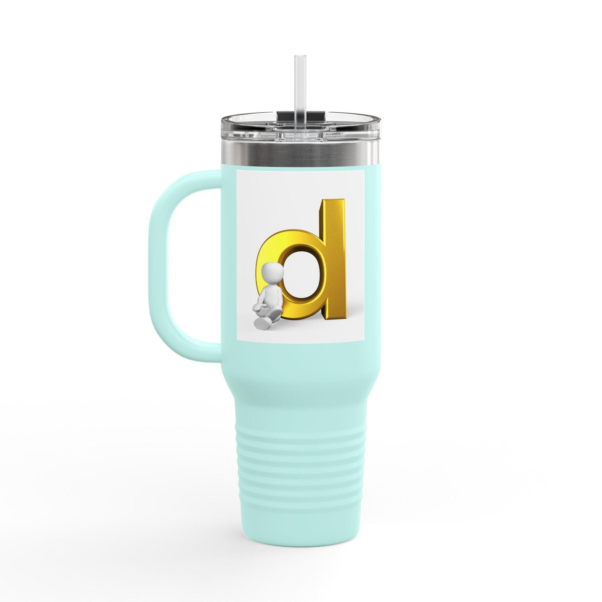 Gold Letter D Initial Travel Mug | 40oz Insulated Tumbler