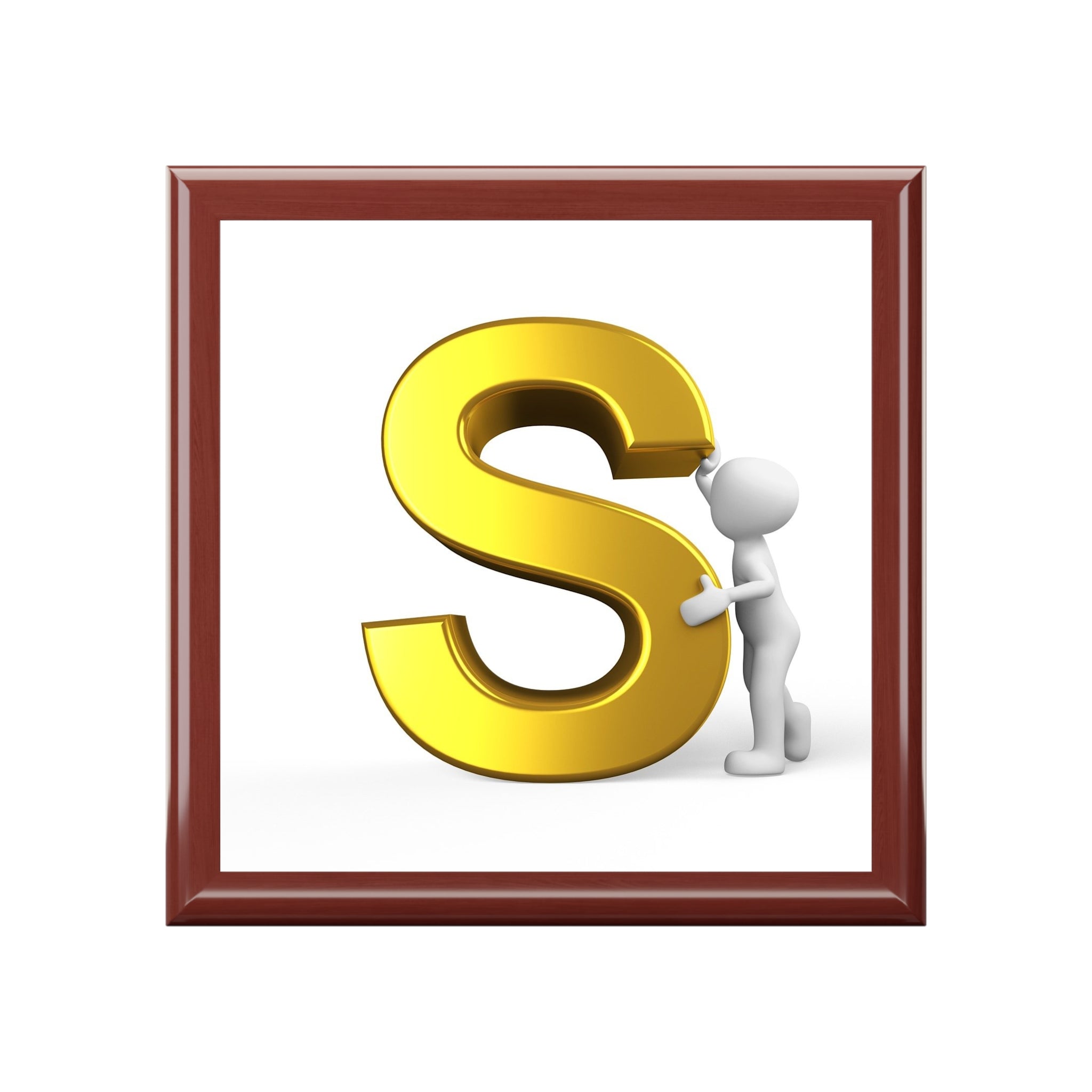 Boîte à bijoux monogramme lettre S en or | Boîte à souvenirs initiale S