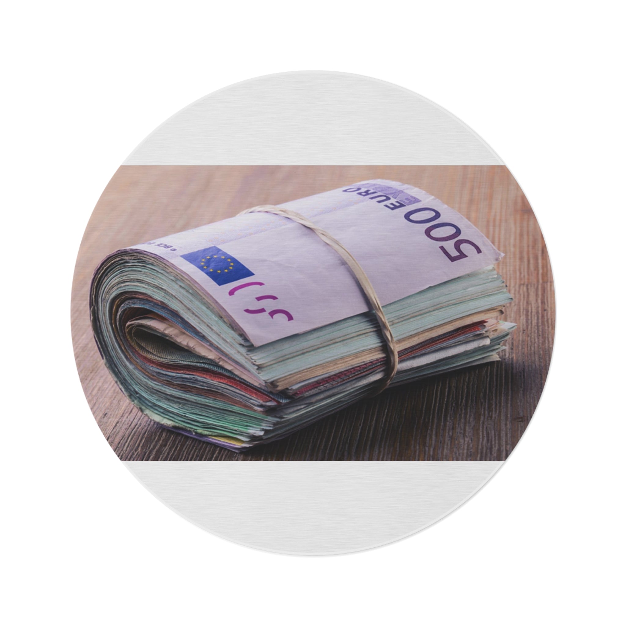 Stack of Euro Banknotes Round Rug | Money Print Round Rug, Currency Decor