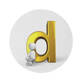 Golden Letter D with Sitting Figurine Round Rug | Monogram Initial Home Decor
