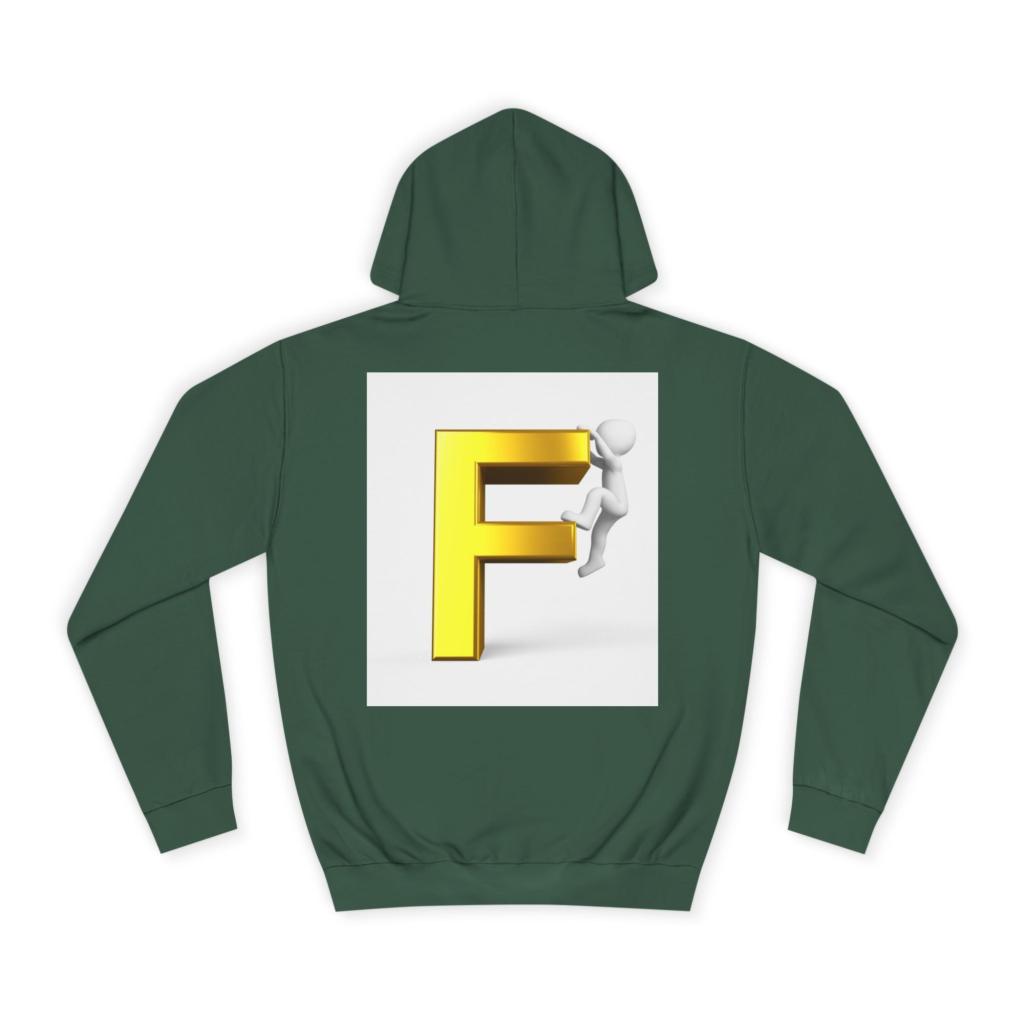 3D Gold Letter F Hoodie | Climbing Figurine Letterman Style