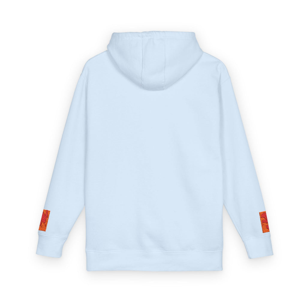 Orange Phoenix Pixel Art Hoodie | Square Chest & Sleeve Patch