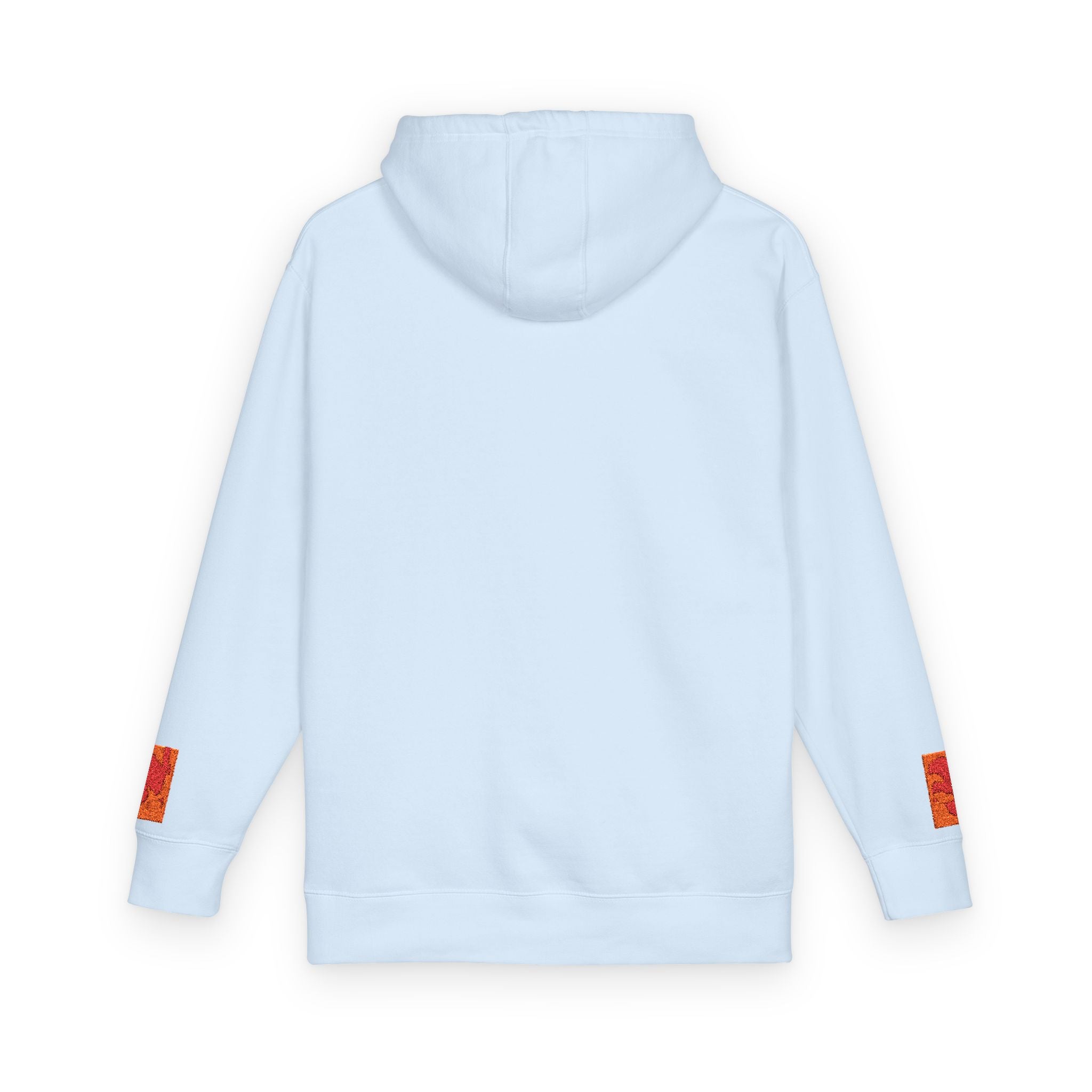 Orange Phoenix Pixel Art Hoodie | Square Chest & Sleeve Patch