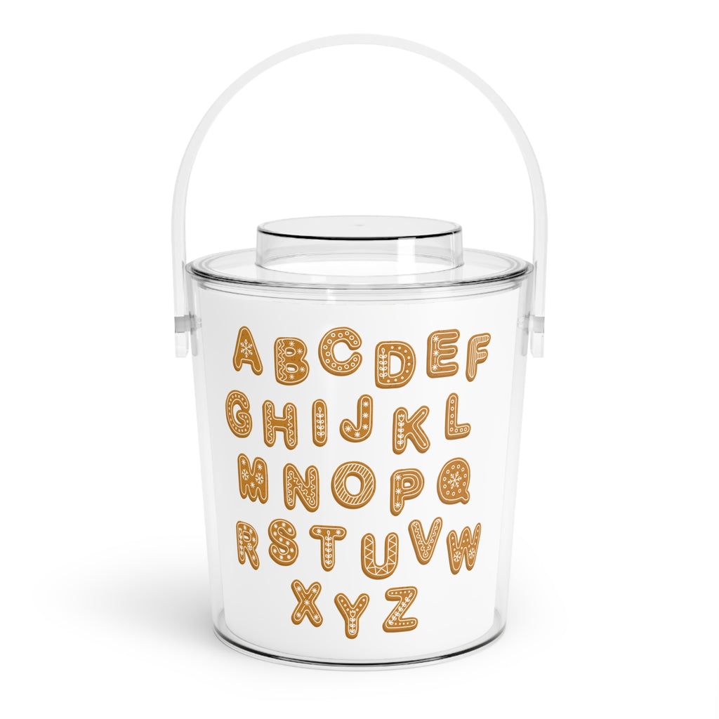 Alphabet Cookie Letters Ice Bucket with Tongs | Vintage Cookie Typography