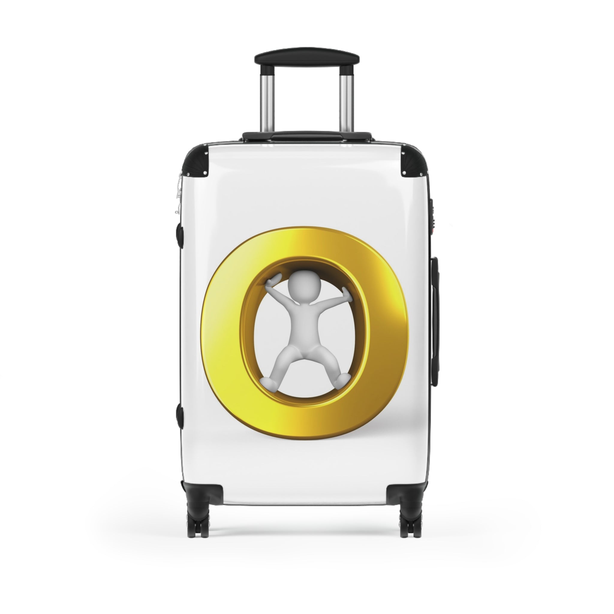 Gold Letter O Figure Suitcase | Luggage with 3D Initial
