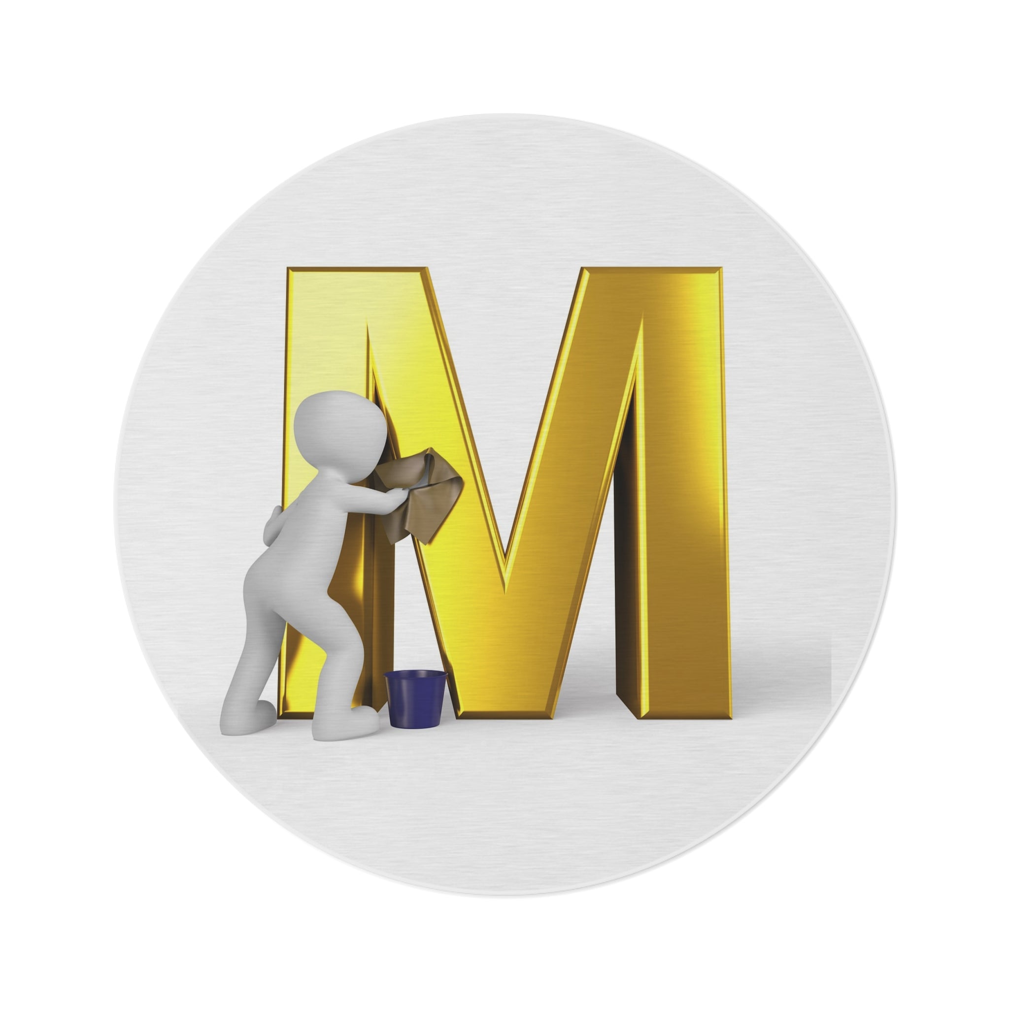 Gold Letter M Monogram Rug | Round Initial Rug | Personalized Letter M Decor