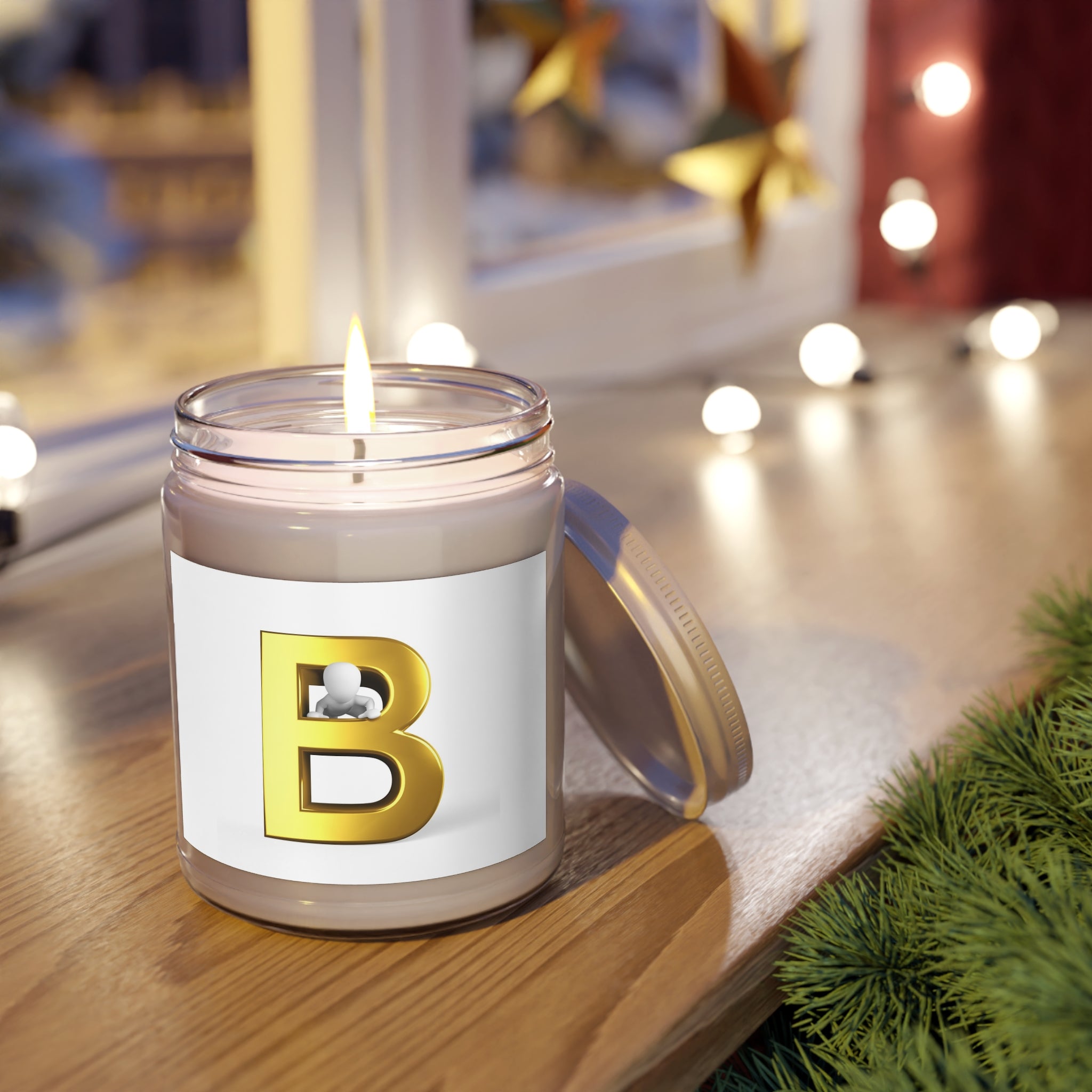 Bougie Monogramme Lettre B Or 9oz Bougie Soja