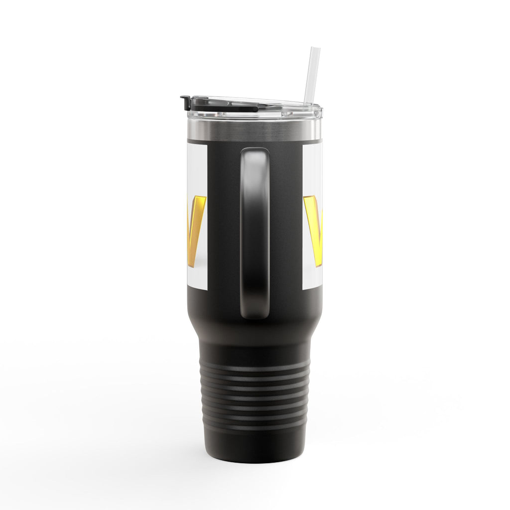 3D Gold Letter W with Figure Travel Mug | Insulated 40oz Tumbler