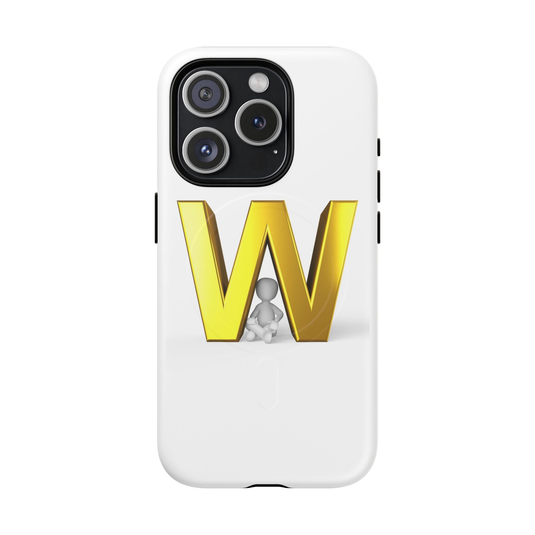 Coque de téléphone à monogramme lettre W or | Coque magnétique résistante